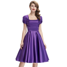 Белль некоторые из них имеют Выдолбленные назад коротким рукавом фиолетовый платье качели пин-ап платье старинные Ретро 50-х платье BP000025-5